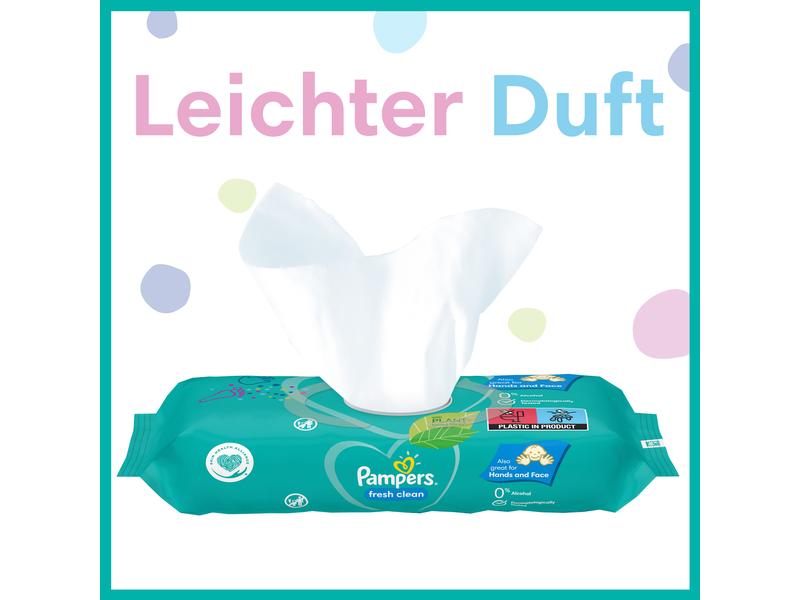 Pampers Feuchttücher Fresh Clean Aloe 15 x 80 Stk. Feuchttücher, Vorteilspackung Giga, 15 x 80 Stück
