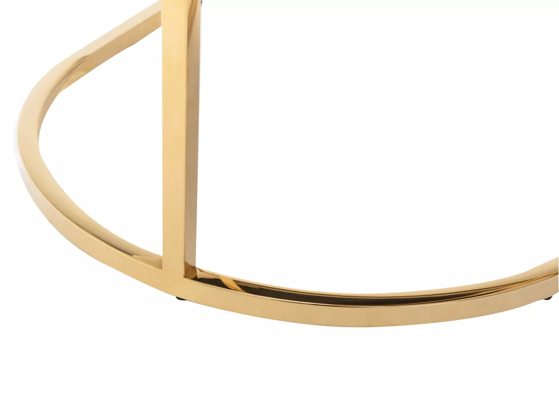 Chaise avec accoudoirs - Tissu bouclette et acier inoxydable - Blanc et doré - PERIA de Pascal MORABITO