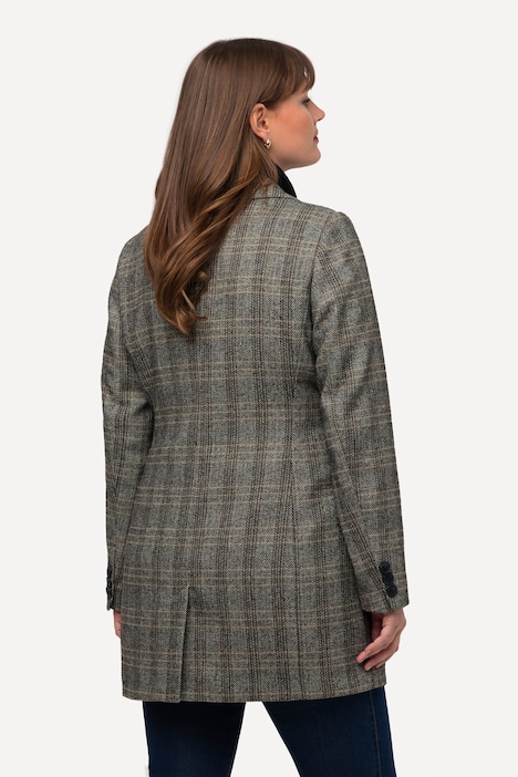 Blazer, Fischgratmuster, Reverskragen, Rückenschlitz