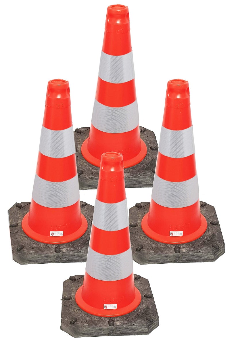 UvV Profi Set Premium Verkeerskegels / Pylonen 500mm - duurzame, zware verkeerskegels, stabiel, laag zwaartepunt (set van 4 stuks)