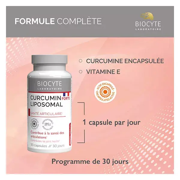 Biocyte Curcumin Forte X185 Lipossomal para Saúde Articular - 30 cápsulas