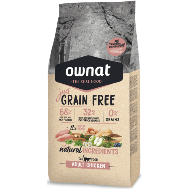 Croquettes Ownat Just Grain Free Poulet pour chat adulte