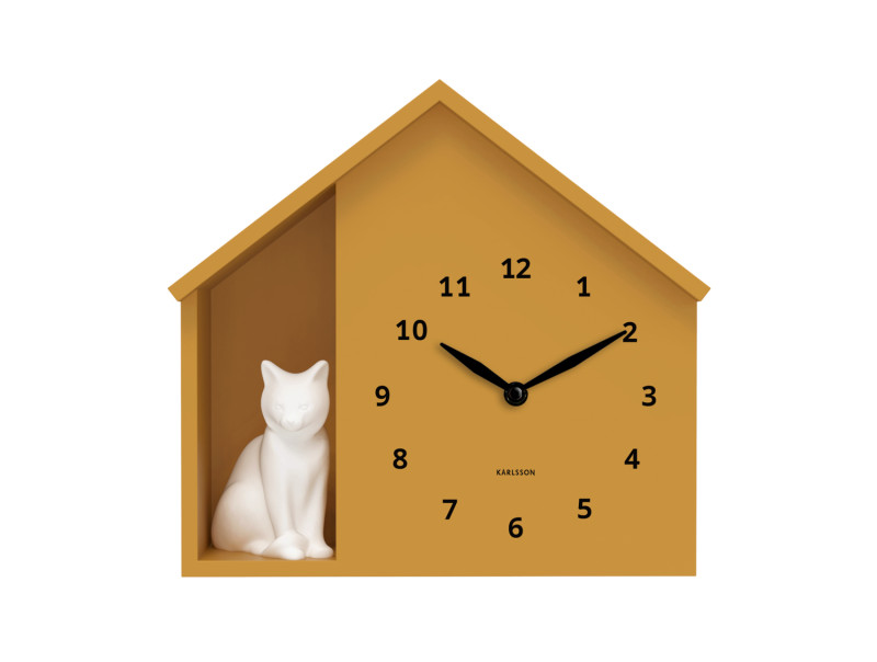 Wall Clock Siting Cat KA6099WH White