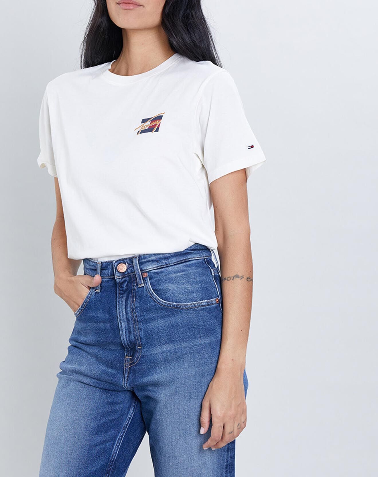 Tommy Jeans T-Shirt 100% Coton Bio Vintage Bronze écru