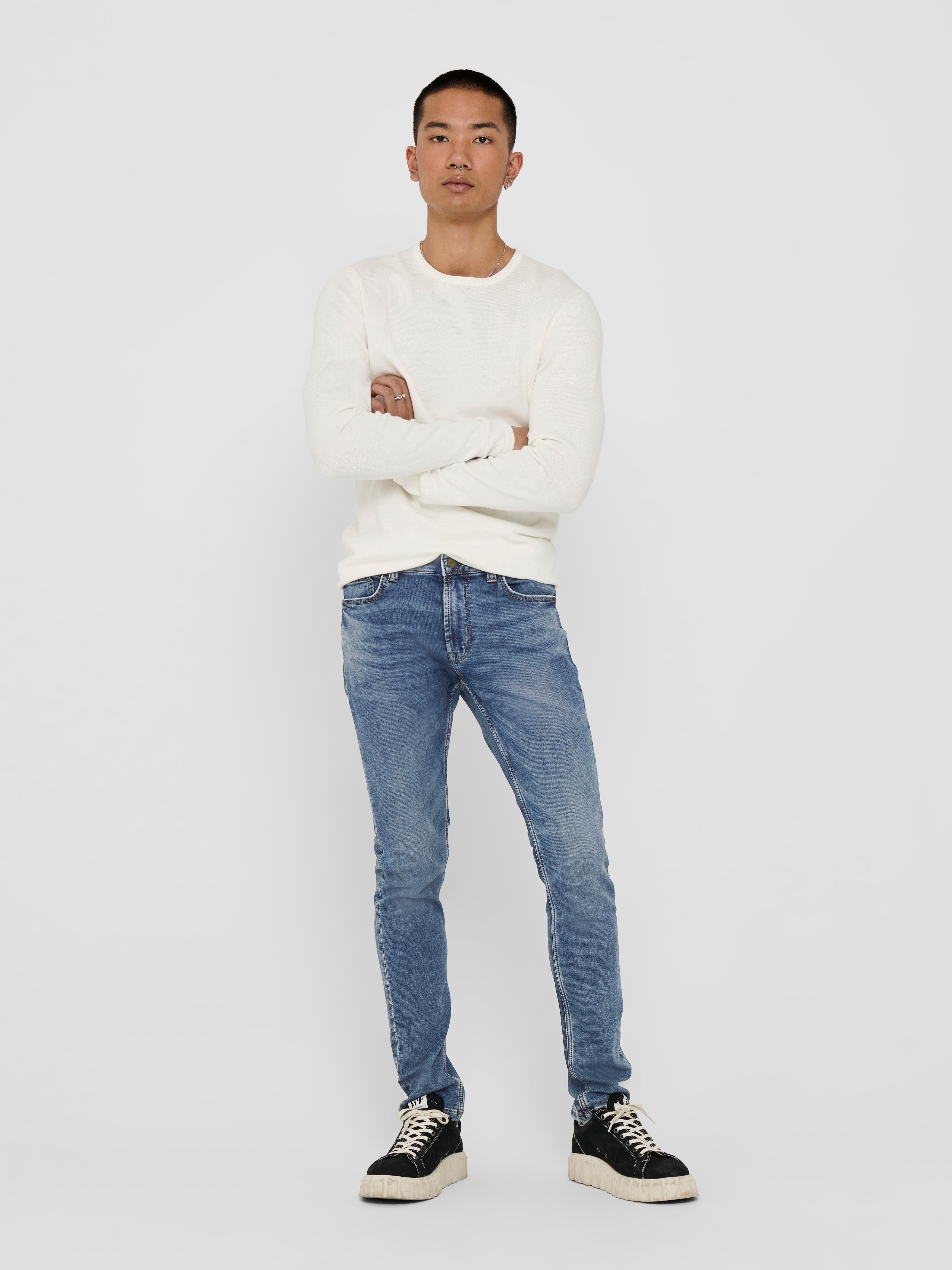 ONSLOOM Niedrige Taille Slim Fit Jeans Blue Denim