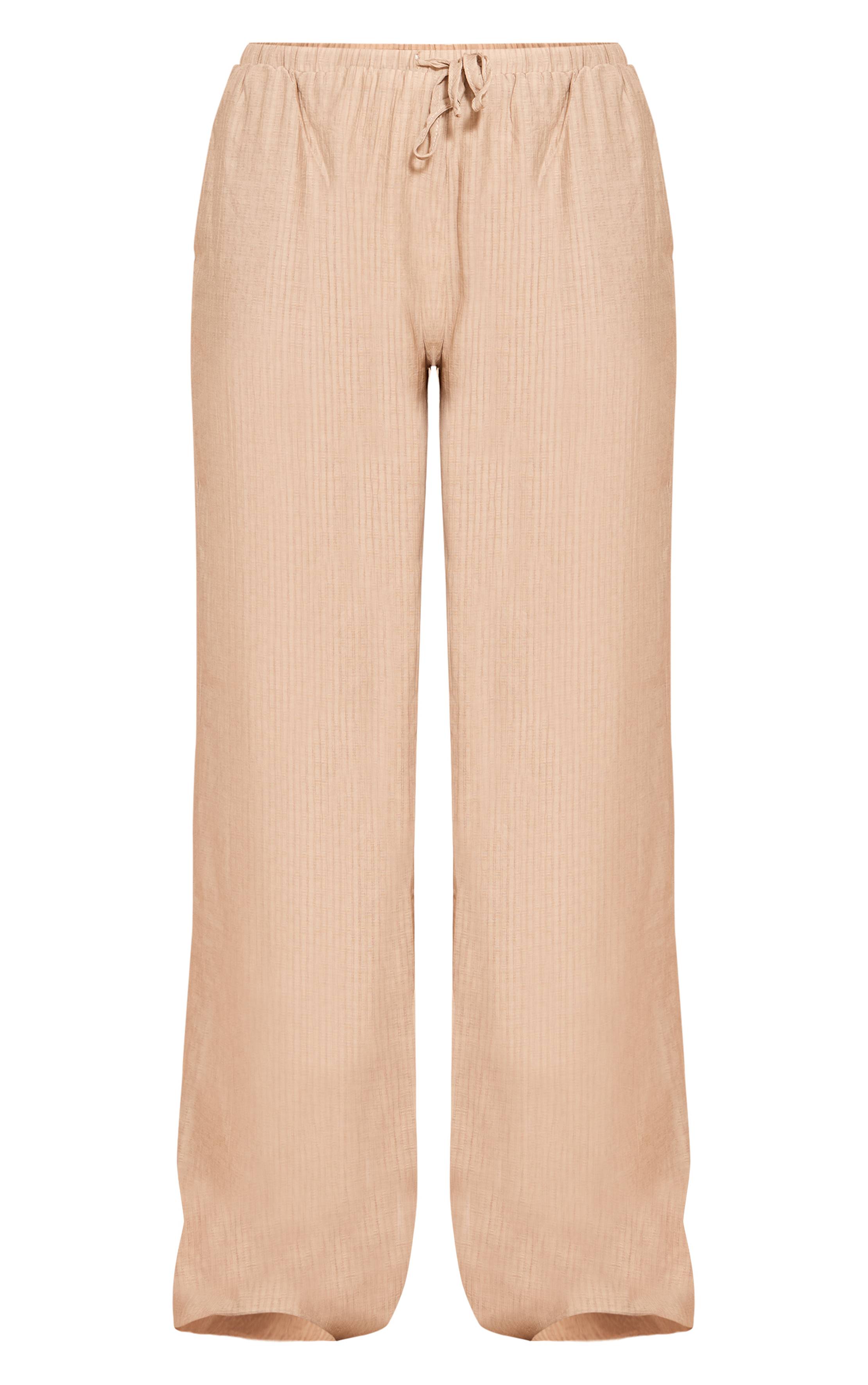 Gris Pierre Ensemble Coordonné Pantalon Large À Rayures Tissé Avec Cordon De Serrage