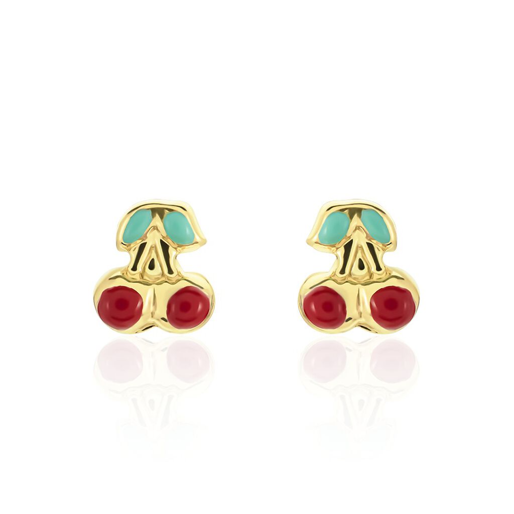 Boucles D'oreilles Puces Or Jaune Helicie Email