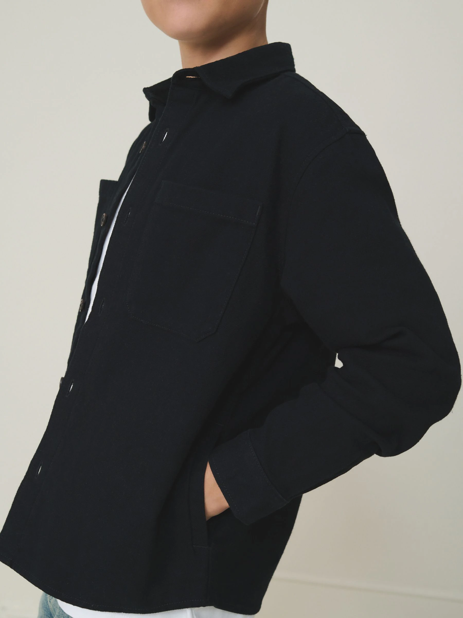 Zwart - Geborsteld overshirt (3-16jr)