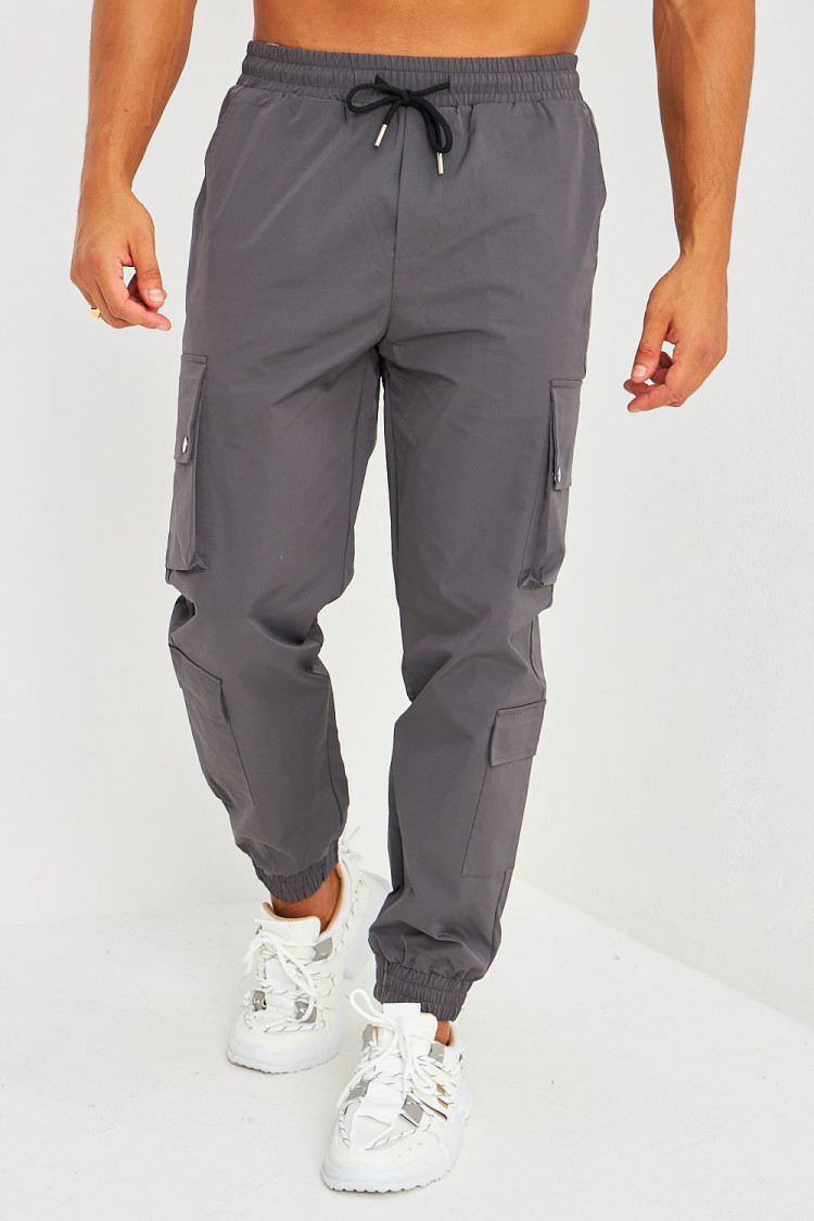 Pantalon de jogging gris foncé double poches cargo