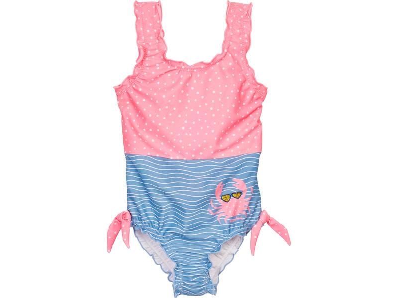 Playshoes Badeanzug UV-Schutz Krebs Blau/Pink Gr. 74-80 Mädchen Badekleid mit Krebs-Motiv