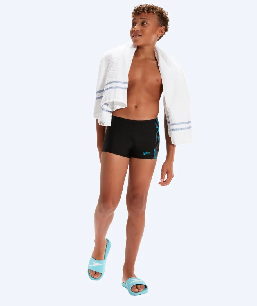 Speedo aquashorts til drenge - Hyperboom Panel - Sort/blå