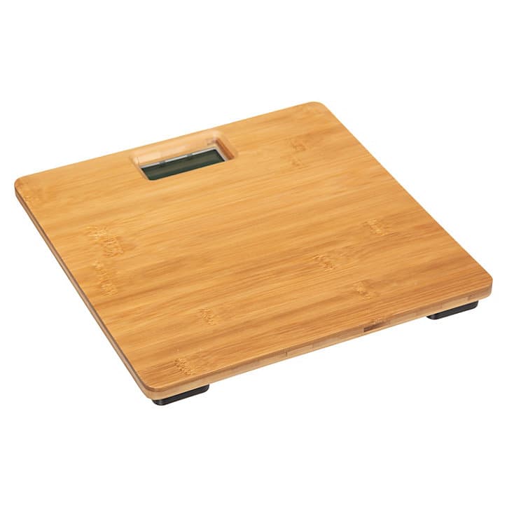 Pèse personne écran LCD en bambou coloris beige capacité maxi 150 kg