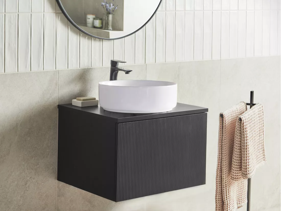 Meuble lavabo mural ALZIRA 60 cm 52 cm 40 cm Noir