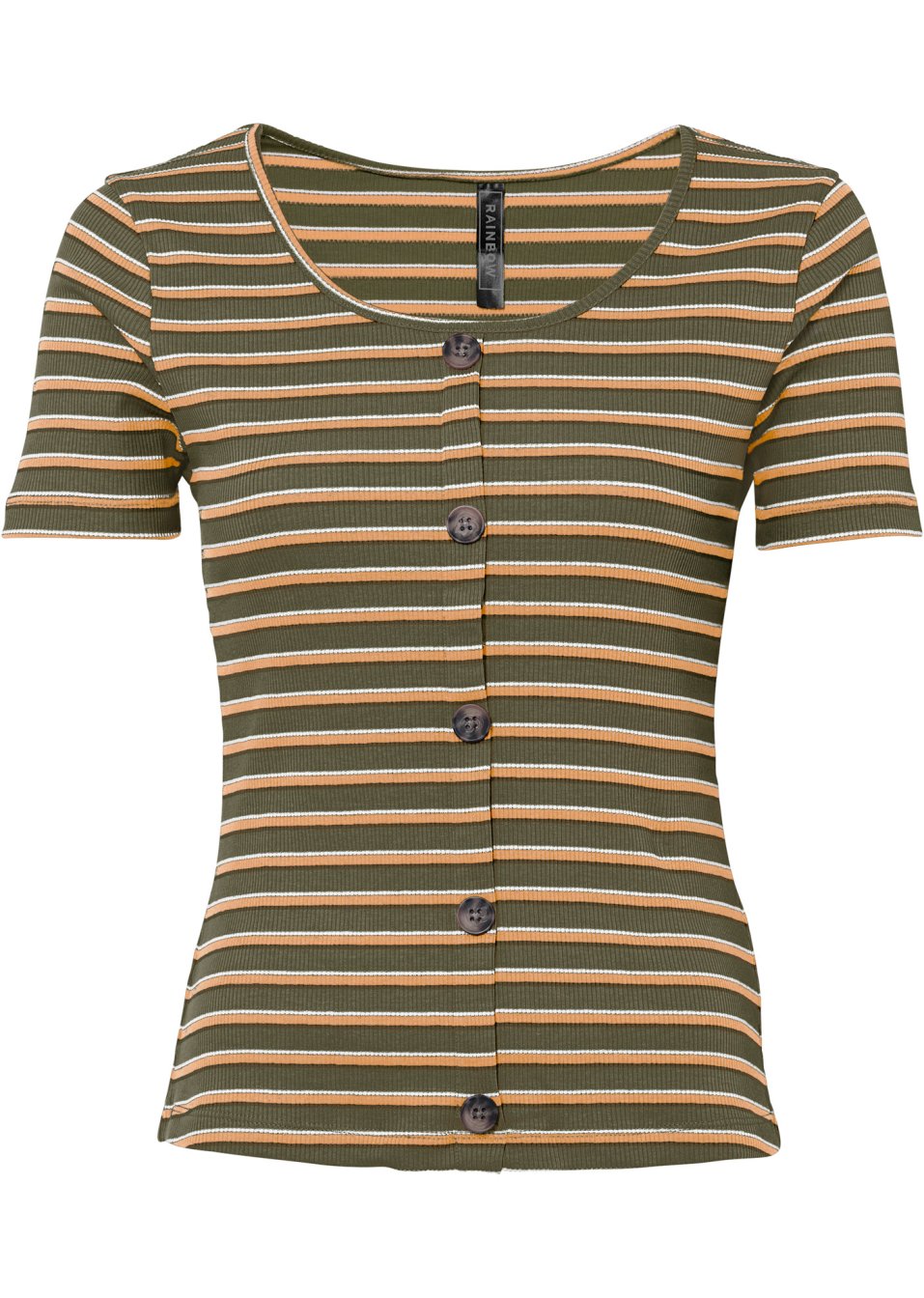 T-shirt côtelé avec boutons décoratifs
