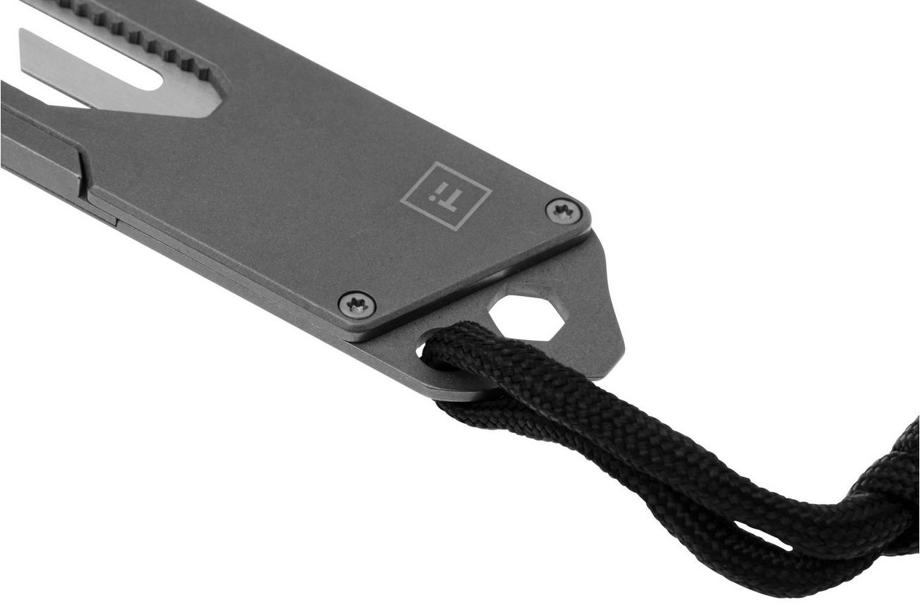 Big Idea Design TPT Titanium Pocket Tool Deluxe TI-PT Stonewashed Titanium, utility mes met lederen schede