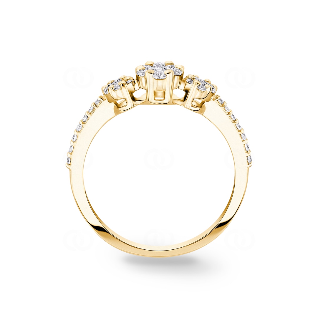 0.40 Karat Trilogie Diamantring 750/18 K Gelbgold