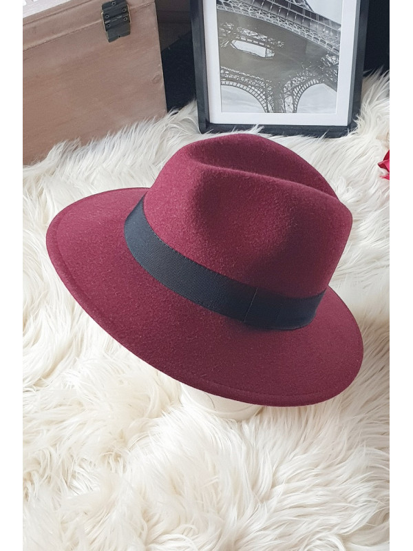 Chapeau laine bordeau