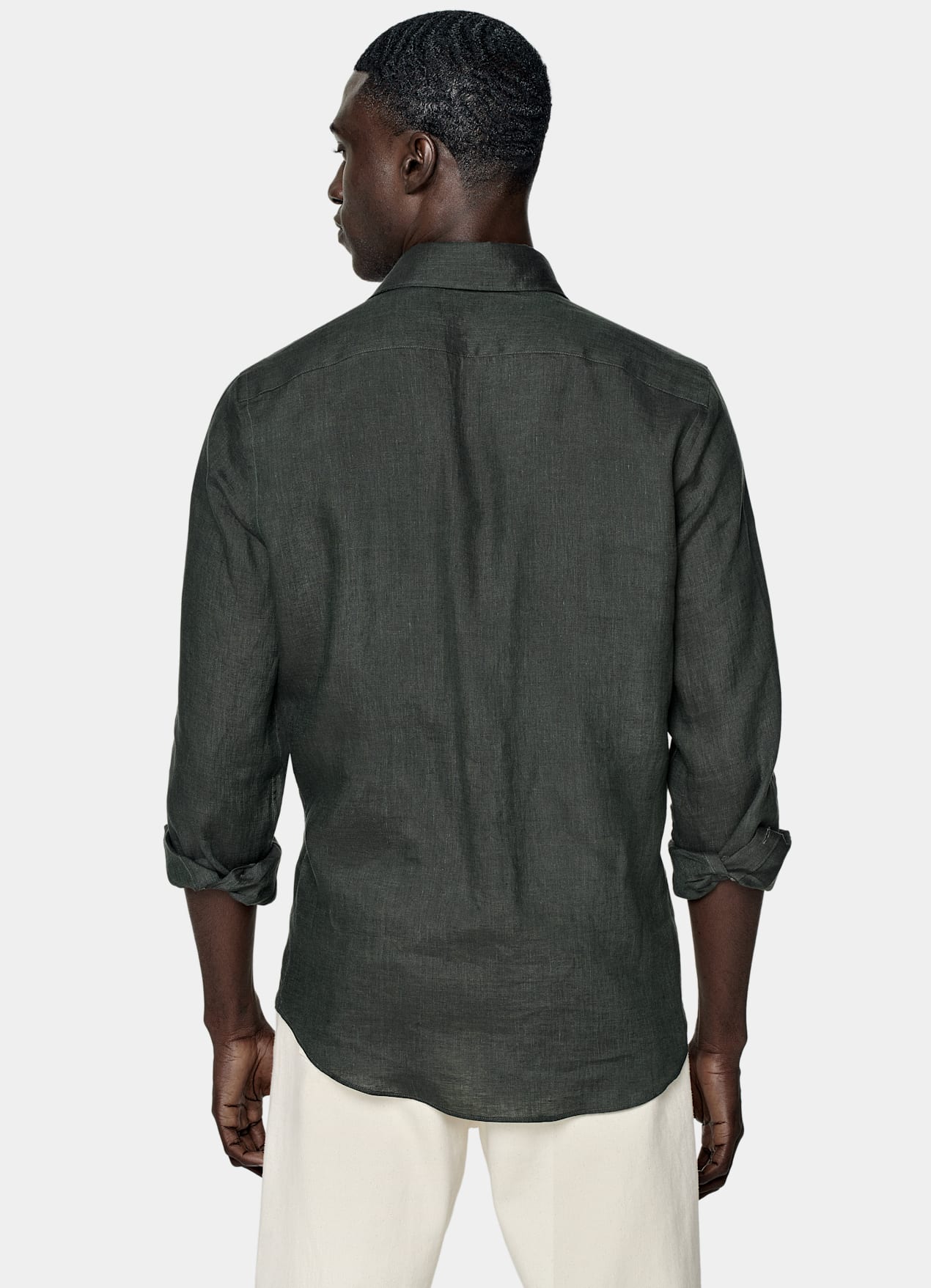 Chemise coupe ajustée vert foncé