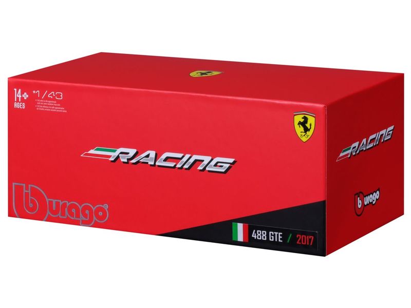 BBurago Ferrari Racing 488 GTE 2017 Rot 1:43 Sammlermodell im Massstab 1:43