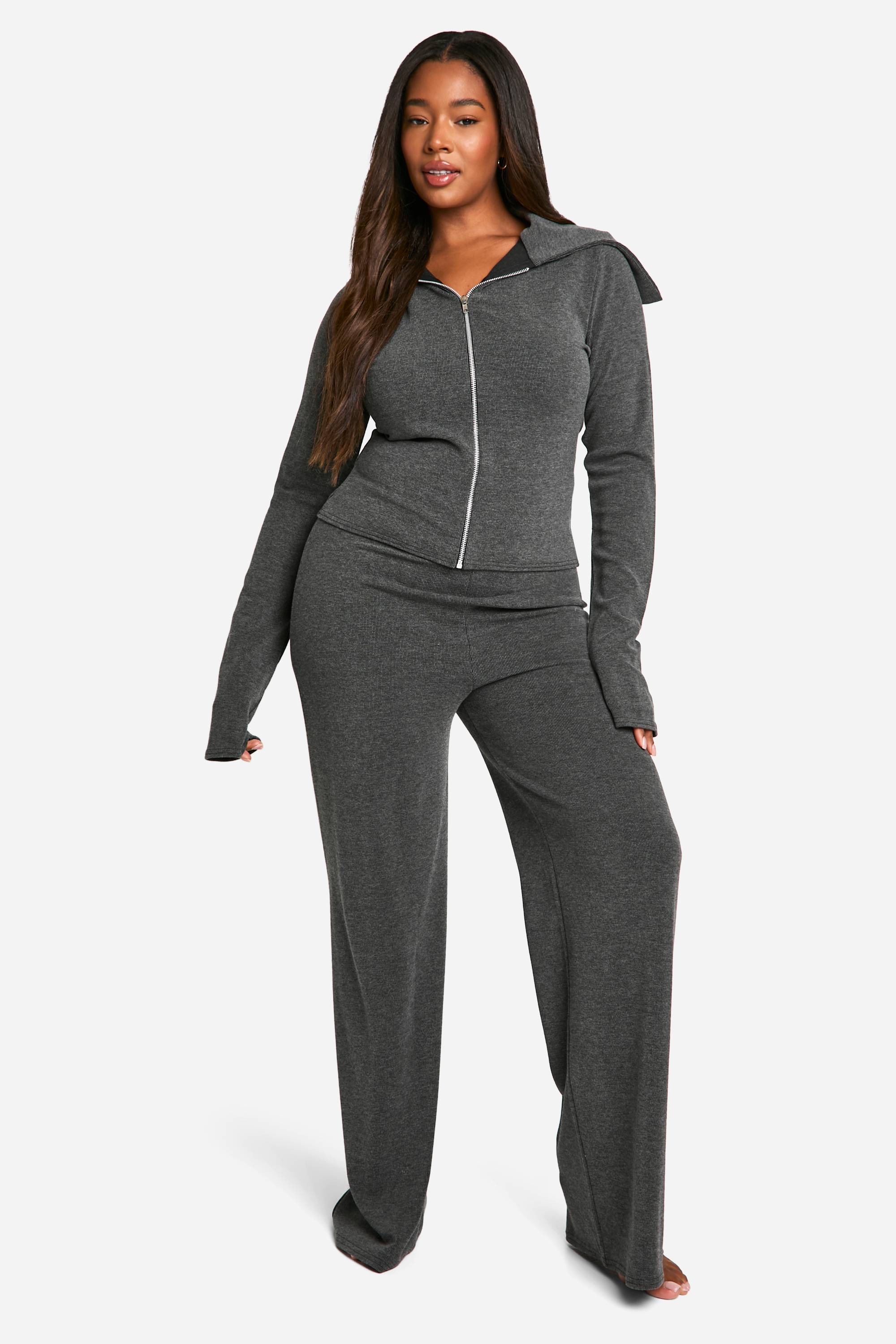 boohoo Ensemble de détente bicolore Plus – Haut zippé et pantalon