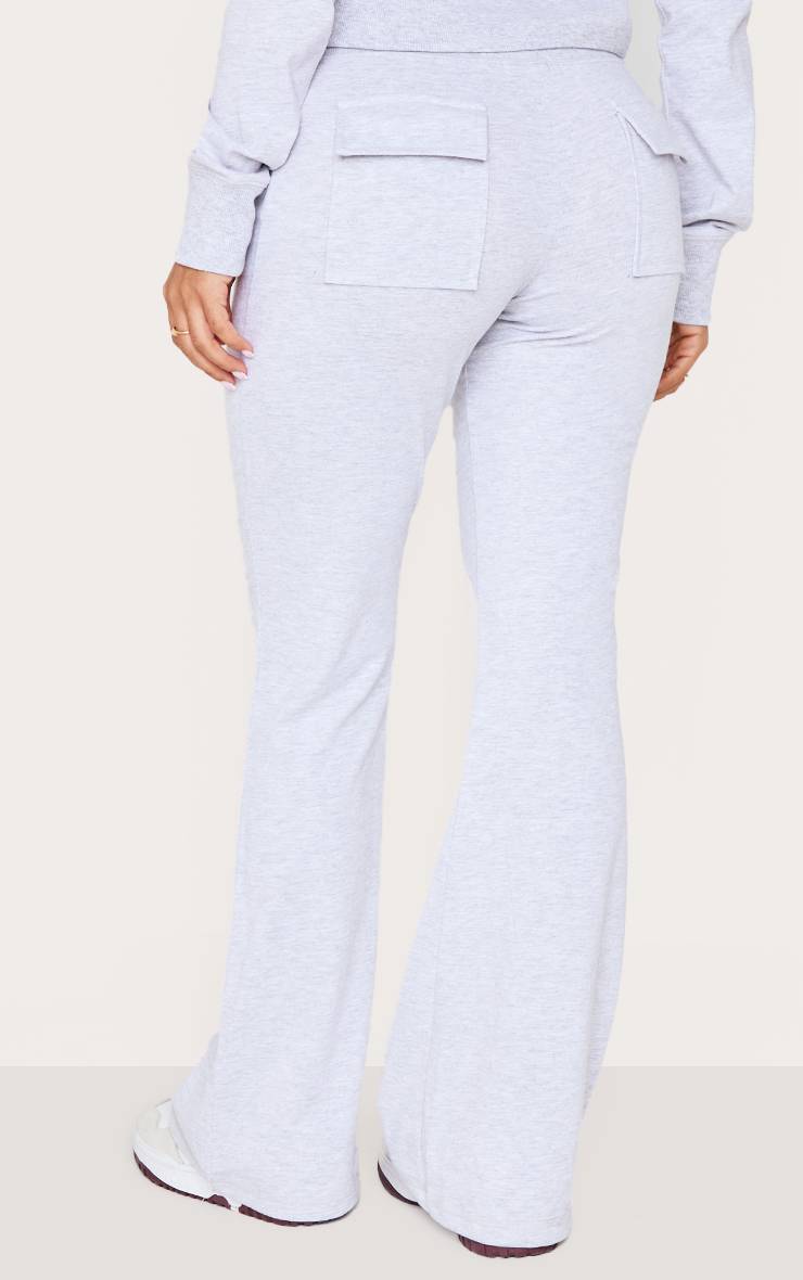 Gris Chiné Pantalon Évasé Skinny Taille Basse Petite