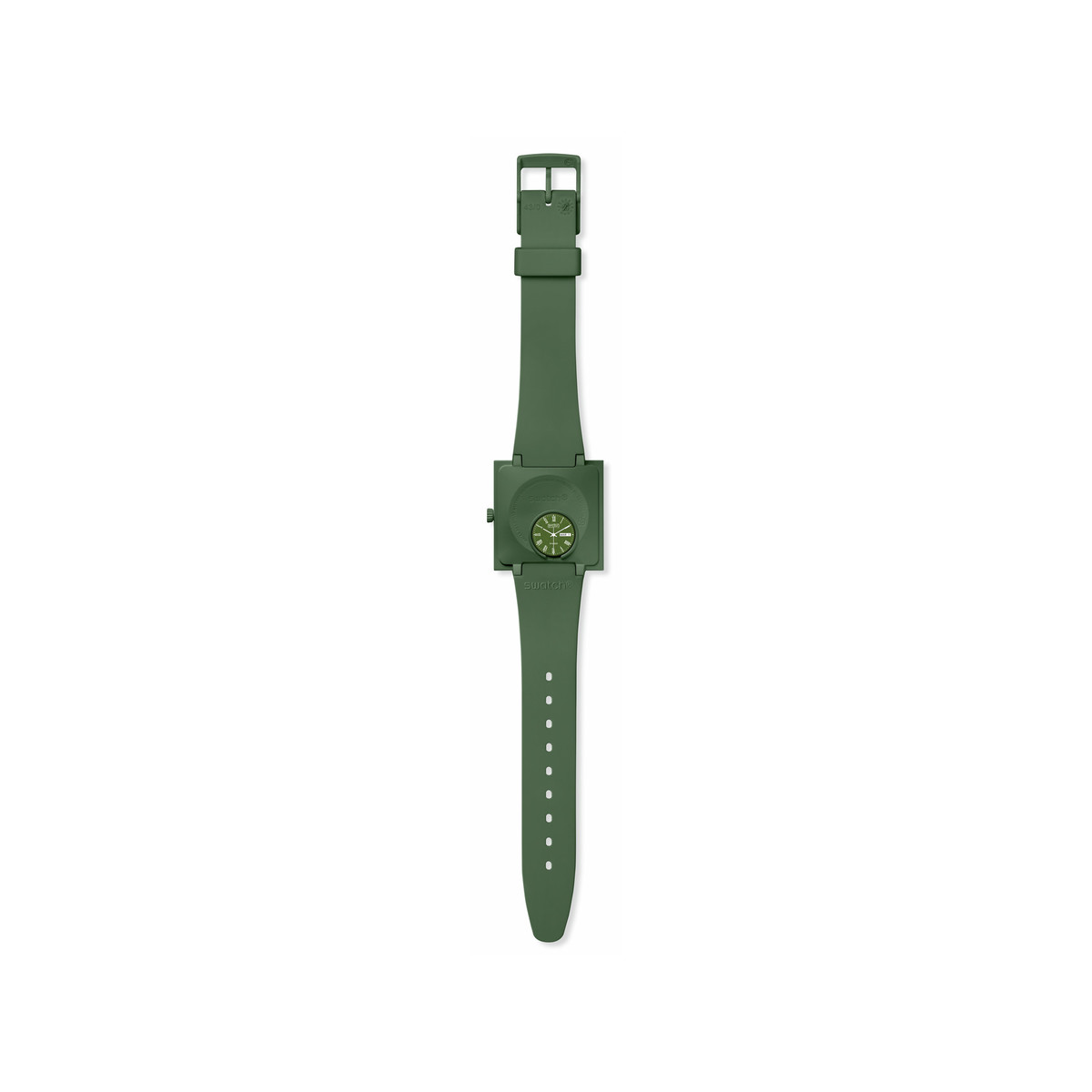 Montre SWATCH Square bioceramic What if green? homme bracelet matériau biosourcé vert