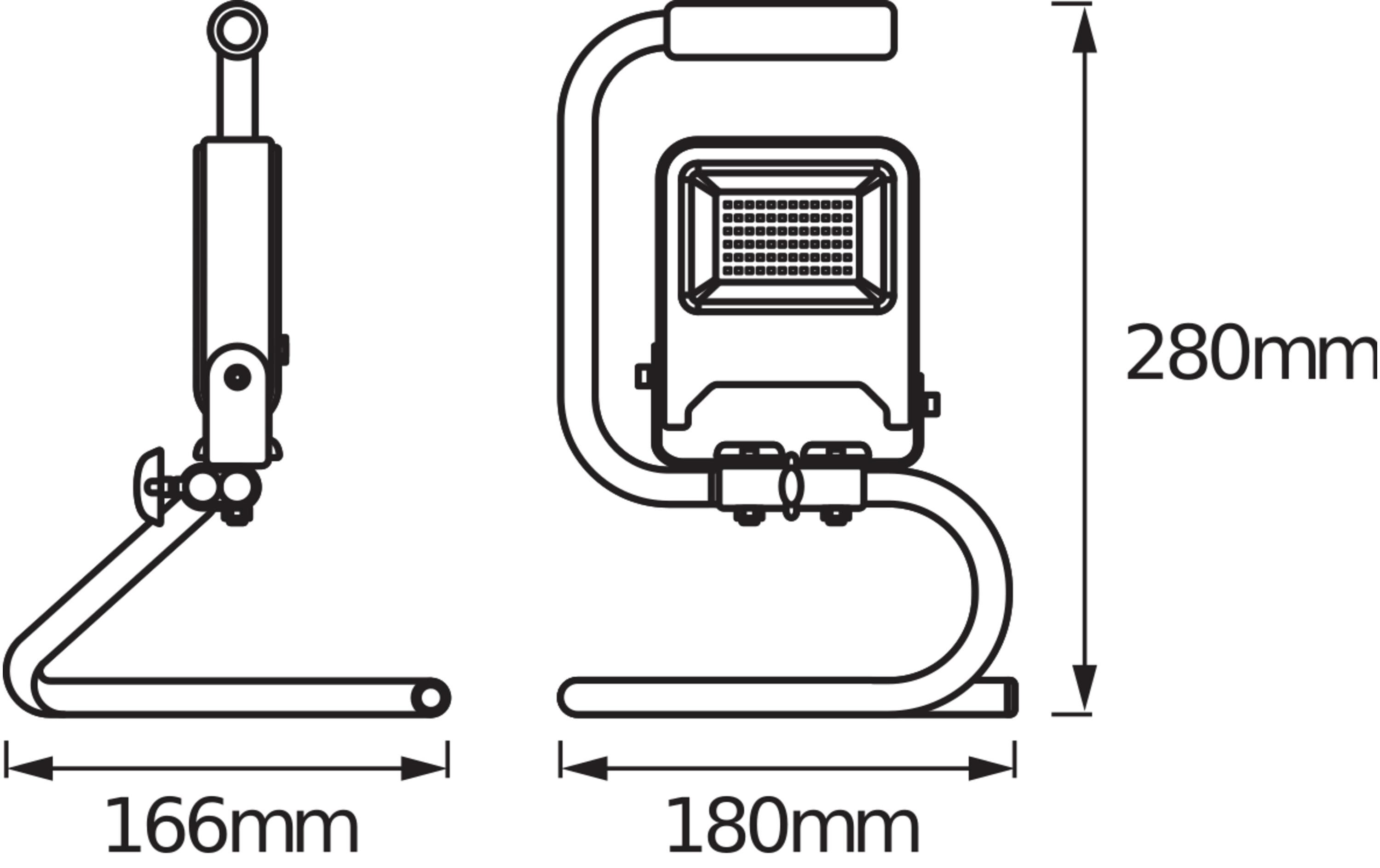 Scheinwerfer Worklight S-Stand CH Plug, 20 W, 4000K, 1700lmFlexibles, tragbares Arbeitslicht mit Stecker-Typ J (SEV 1011)