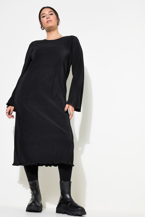 Plissee-Midikleid, Slim Shape, Langarm