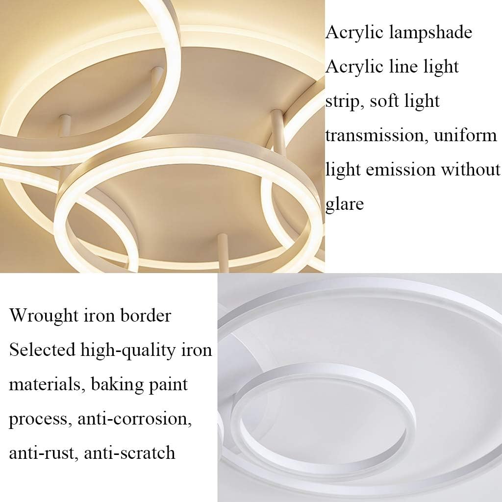 LED Modern Deckenleuchte Wohnzimmer Deckenlampe Creative Runden Deckenlicht Aluminium Acryl Lampenschirm Helligkeit Farbtemperatur einstellbar Esstisch Halle Beleuchtung Innenleuchte,Weiß