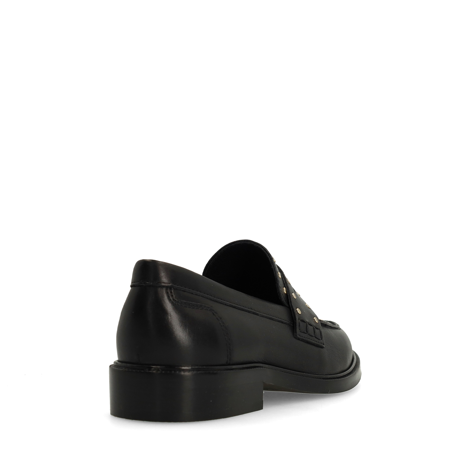 Zwarte leren loafers met goudkleurige studs