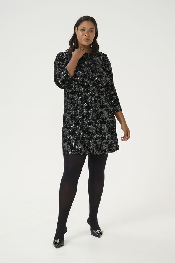 Kaffe Curve KCBrit Sequin Dress Black/dark silver sequin