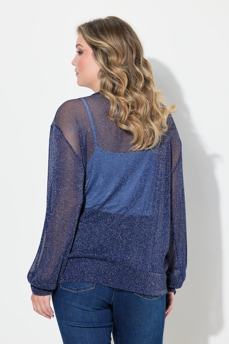 Blouson, Mesh mit Glitzer, Langarm