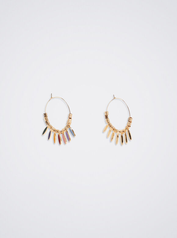 Brincos de argola com esmalte - Multicor