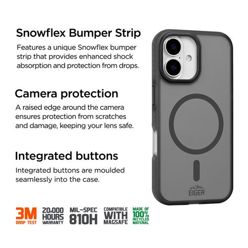 iPhone 16 MagSafe Blizzard Case GRS Schutzhülle aus Recycelten Materialien (EGCA00820) - Schwarz