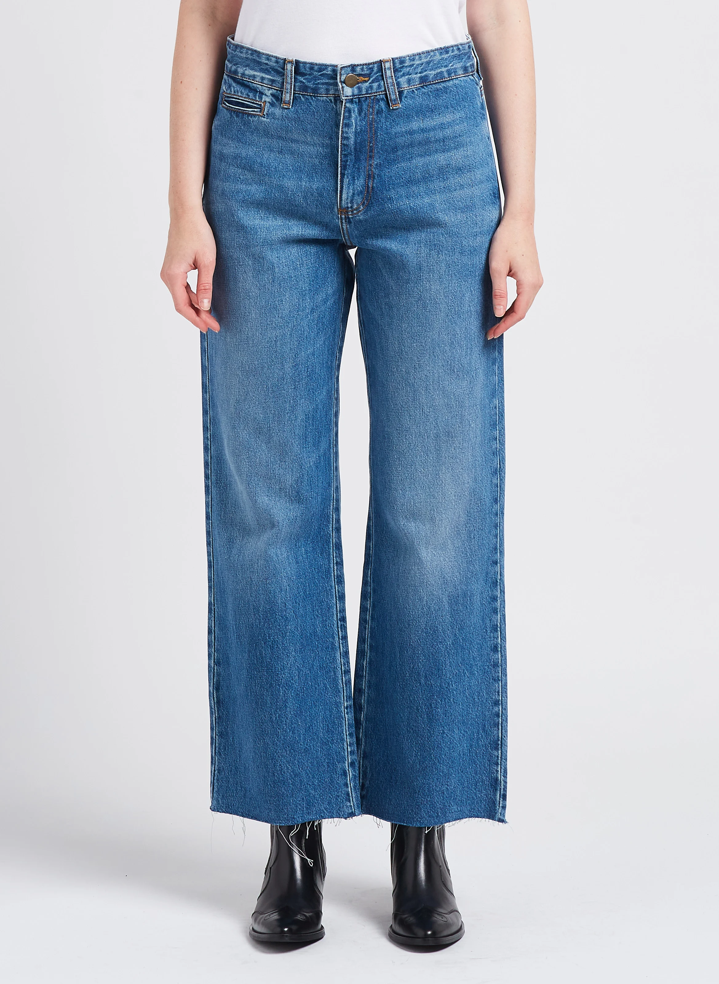 MOON - Jean bootcut en coton| Bleu