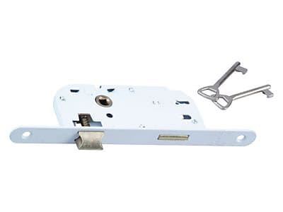 Serrure à encastrer pour clé porte intérieure 40 mm blanc bout rond