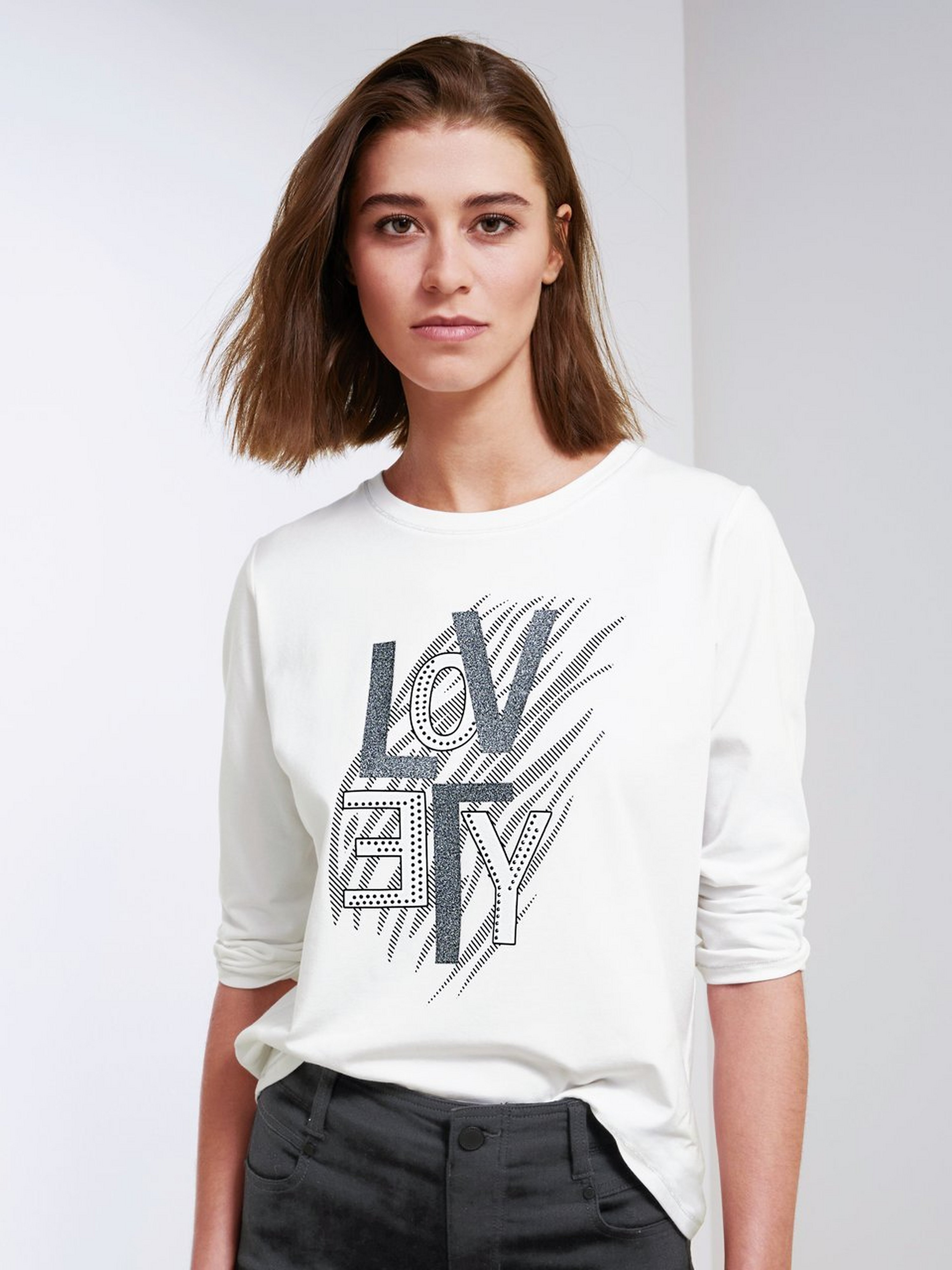 Rundhals-Shirt mit 3/4-Arm