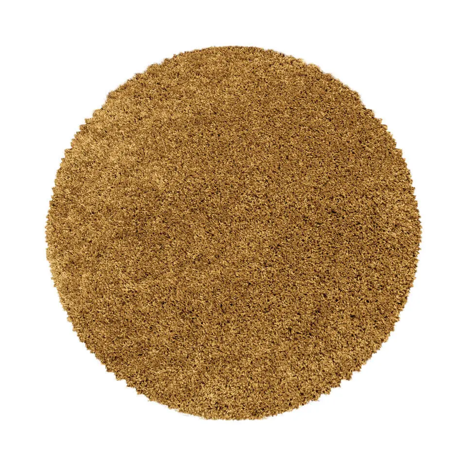 Monaco Soft Rond Shaggy Hoogpolig Vloerkleed Goud - 160 CM ROND