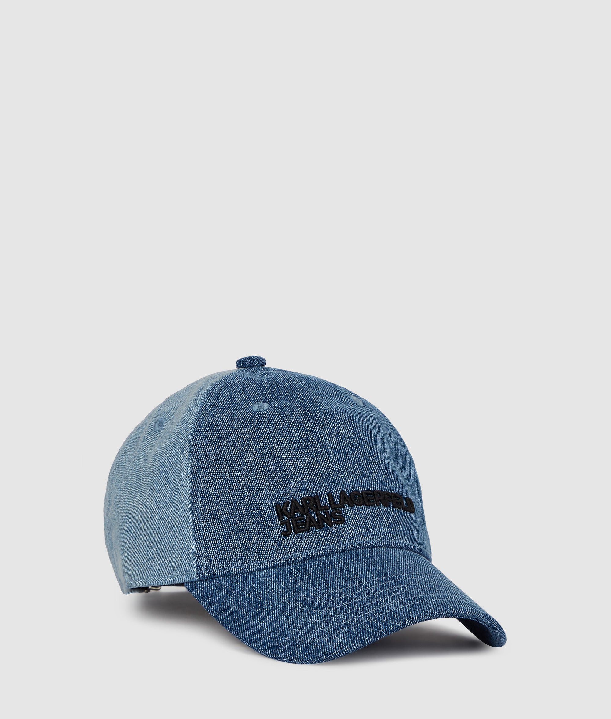 Tweekleurige pet van licht denim