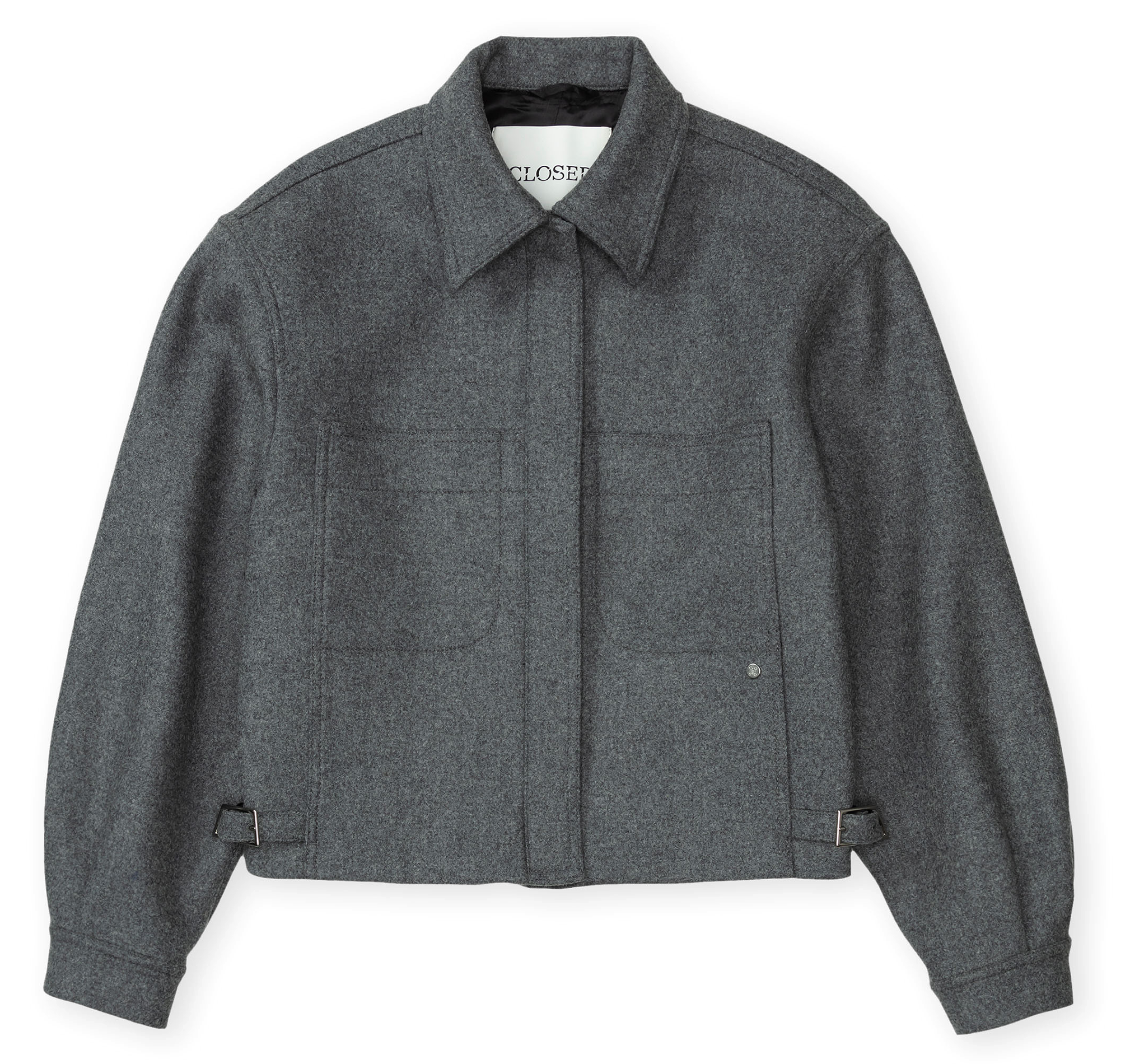Veste col chemise en laine mélangée | Gris
