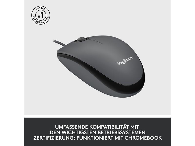 Logitech Maus M100 Optical Kabelgebundene optische Maus für PC, Laptop und Mac