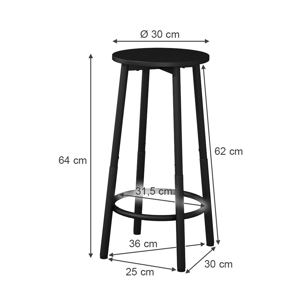 Vicco Barhocker Edmonton Schwarz 31,5 x 64 cm 2er Set