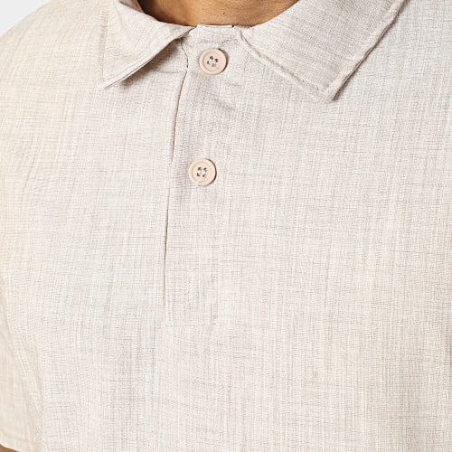 Polo Manches Courtes Beige Chiné