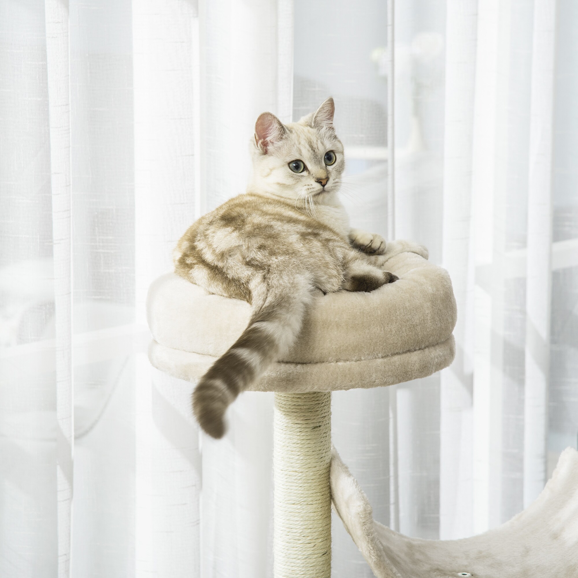 PawHut Katzen Kletterbaum beige 50 x 40 x 105 cm (LxBxH)