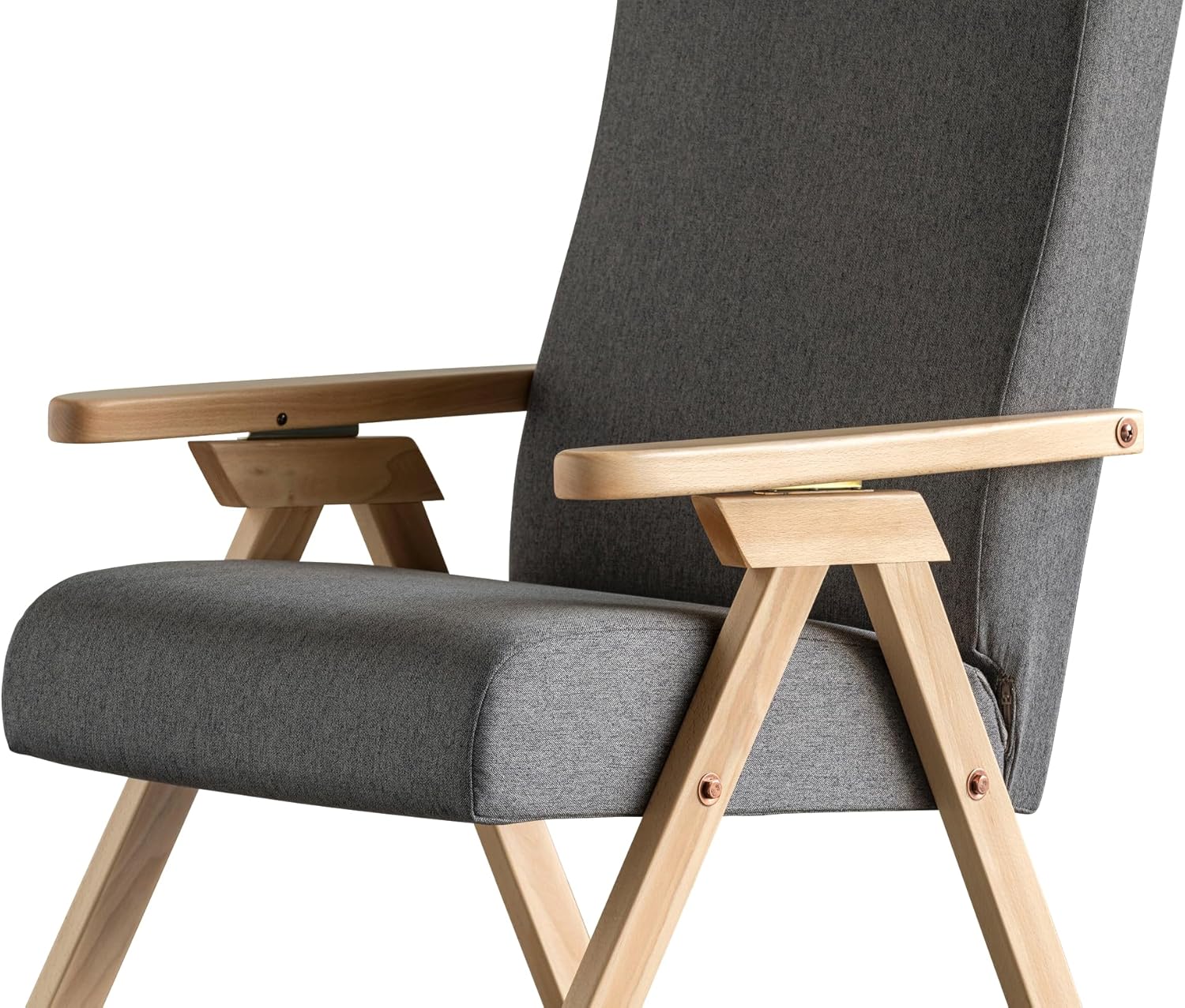 ESSEGI Sessel aus Holz Fiammta Relax, mit Liegefunktion, natürlicher Stoff, grau, abziehbar