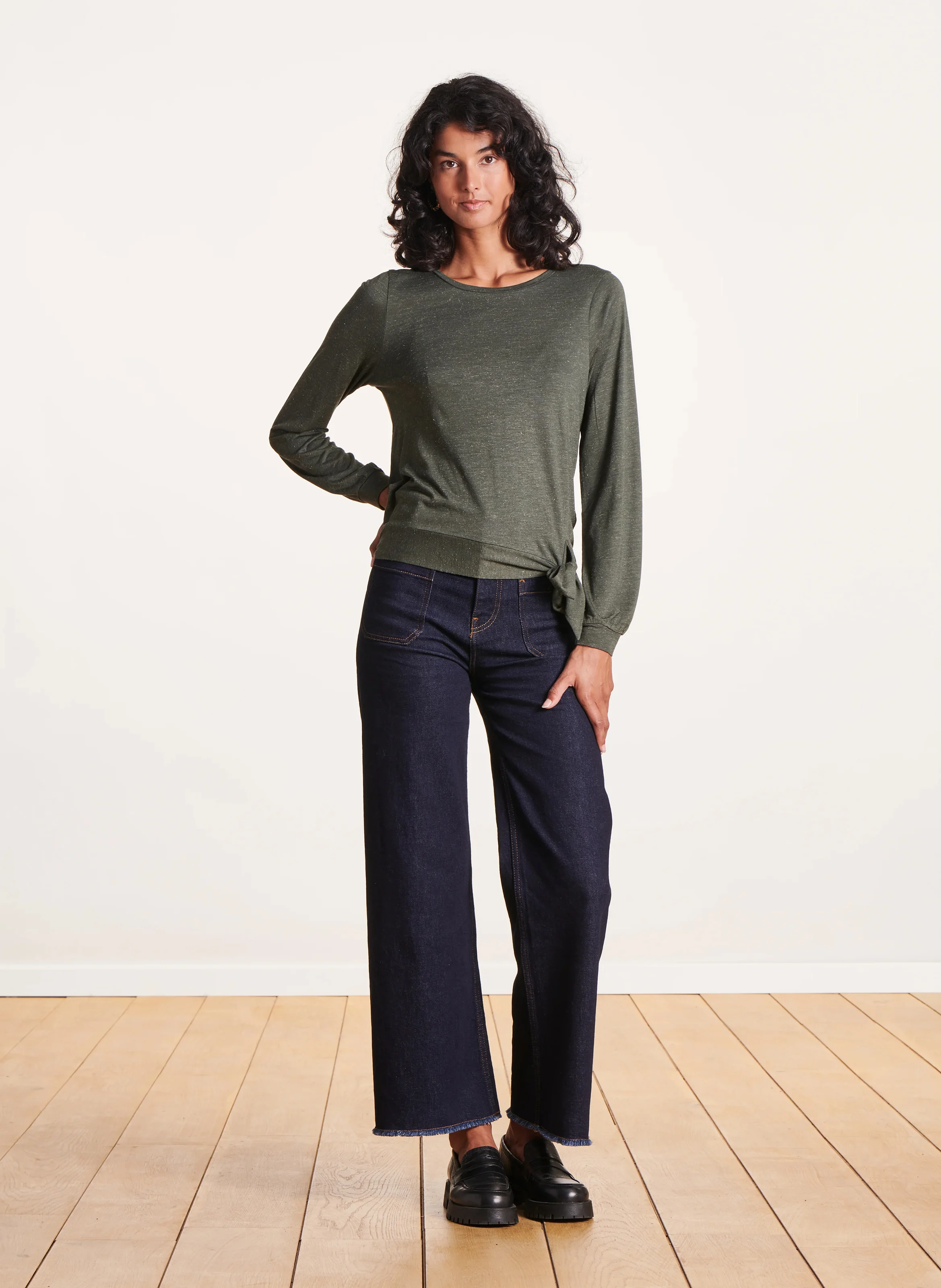 Tee-shirt col rond droit| Vert