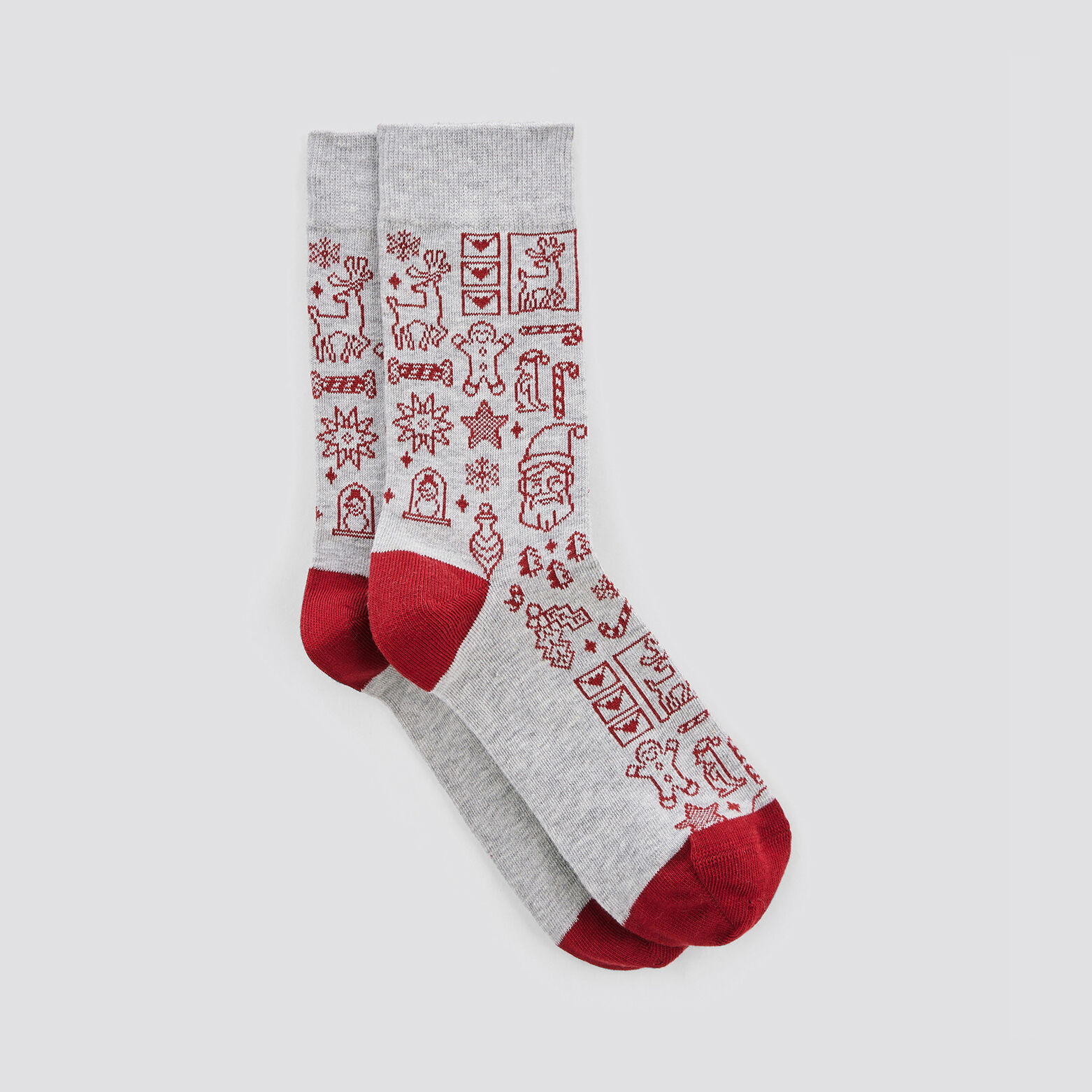 Chaussettes esprit Noël coton issu de l'agri. bio. Gris moyen