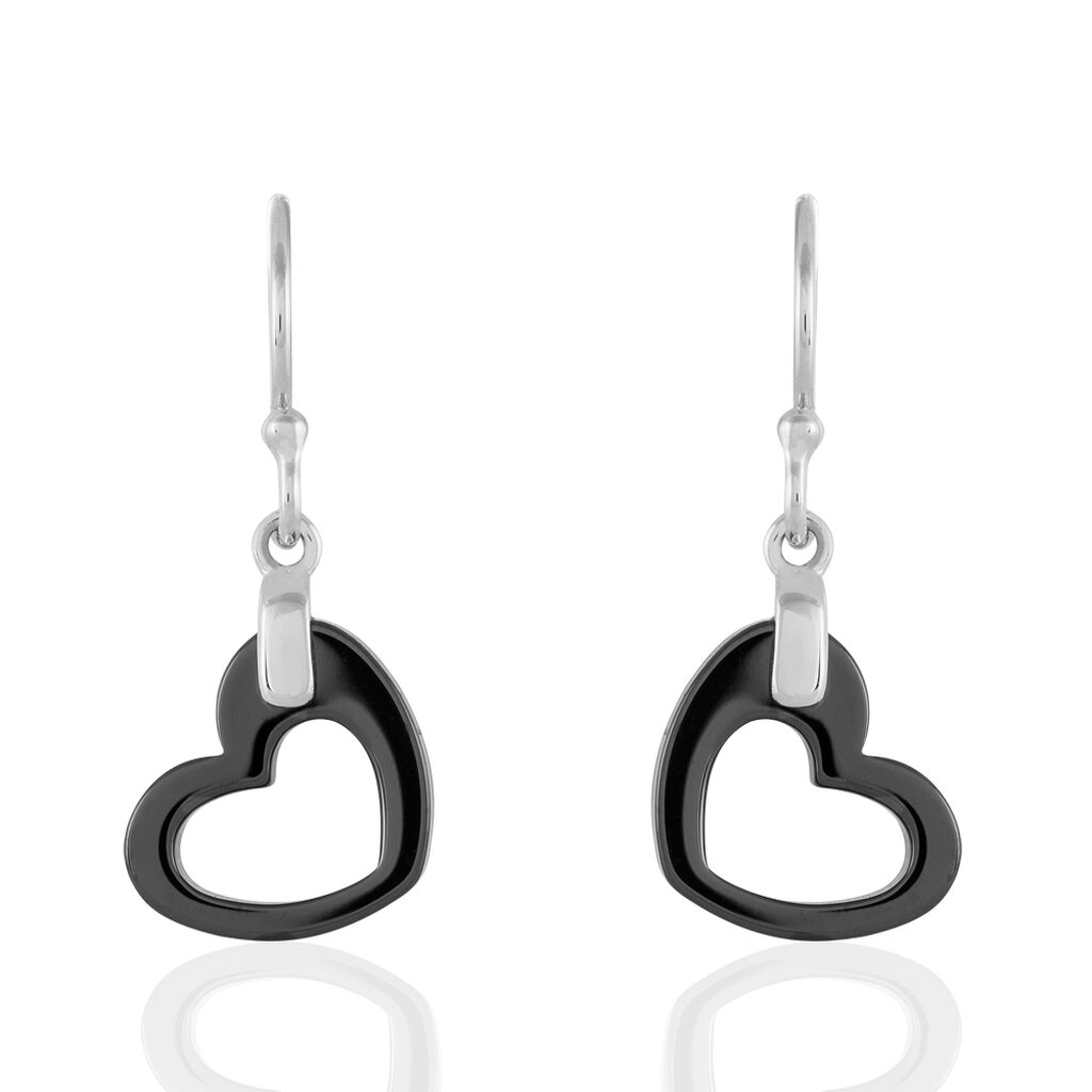 Boucles D'oreilles Pendantes Alena Argent Blanc Céramique Et Oxyde