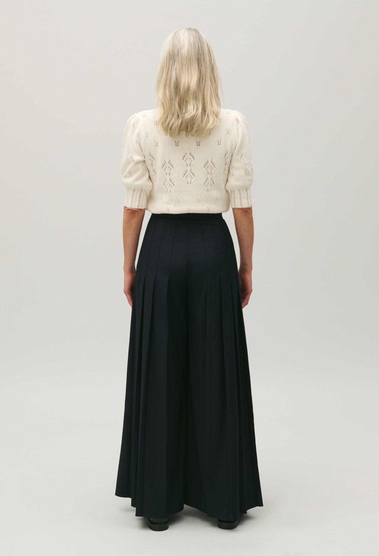 Pantalon plisse ample bleu marine