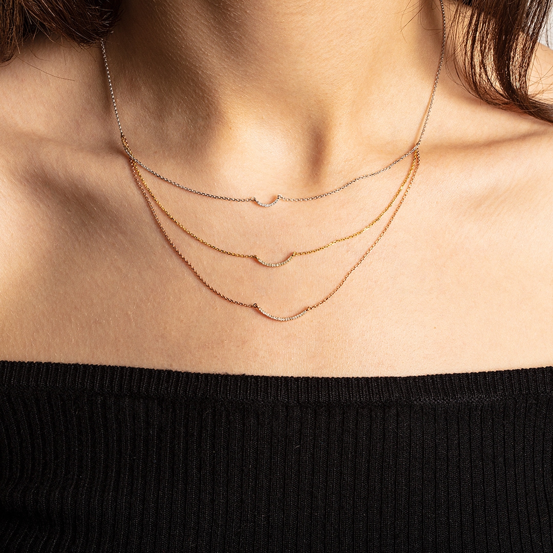Collier mit Anhänger 750/18 K Tricolor mit Diamanten 0.12 ct H/si by CHRISTIAN